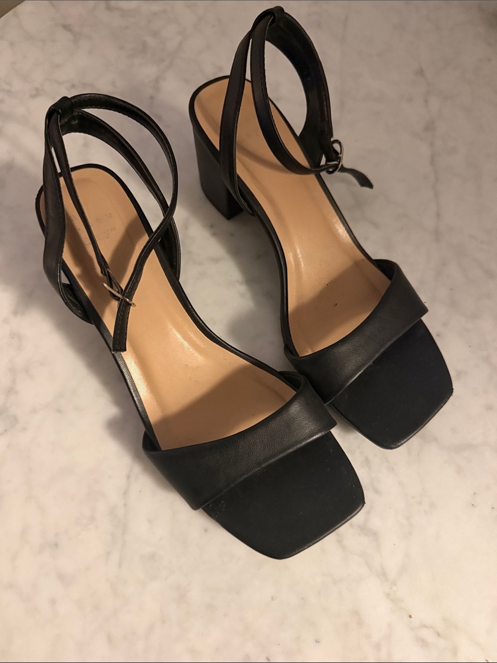 a new day Black Block Heel Ankle-Strap Sandals